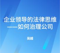 企业领导的法律思维——如何治理公司